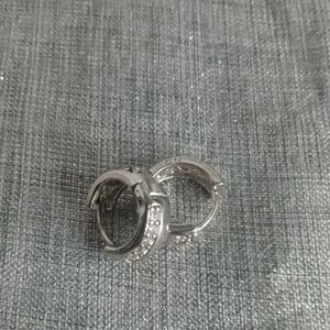 Silver  925 Thick Hoop Earrings with Rhinestones ?